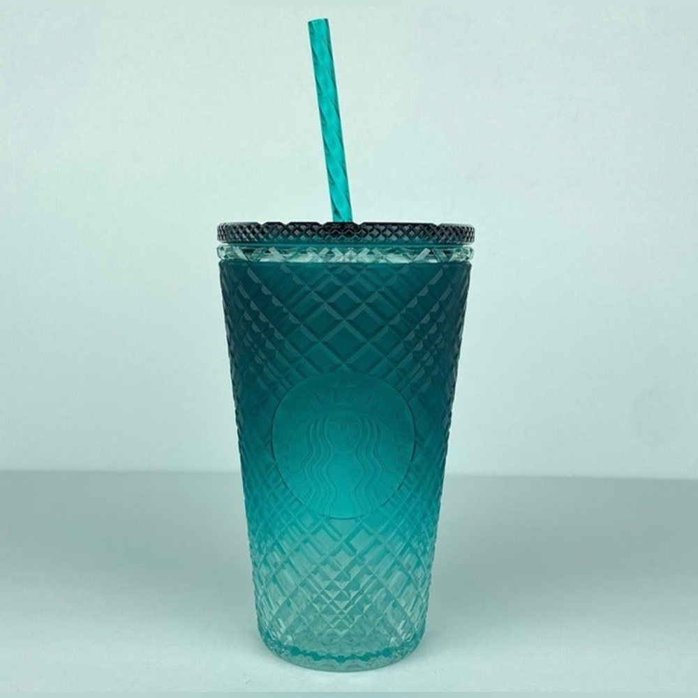 Starbucks 2023 Spring Teal Jeweled Green Blue Ombre Cold Cup Tumbler 16oz NEW